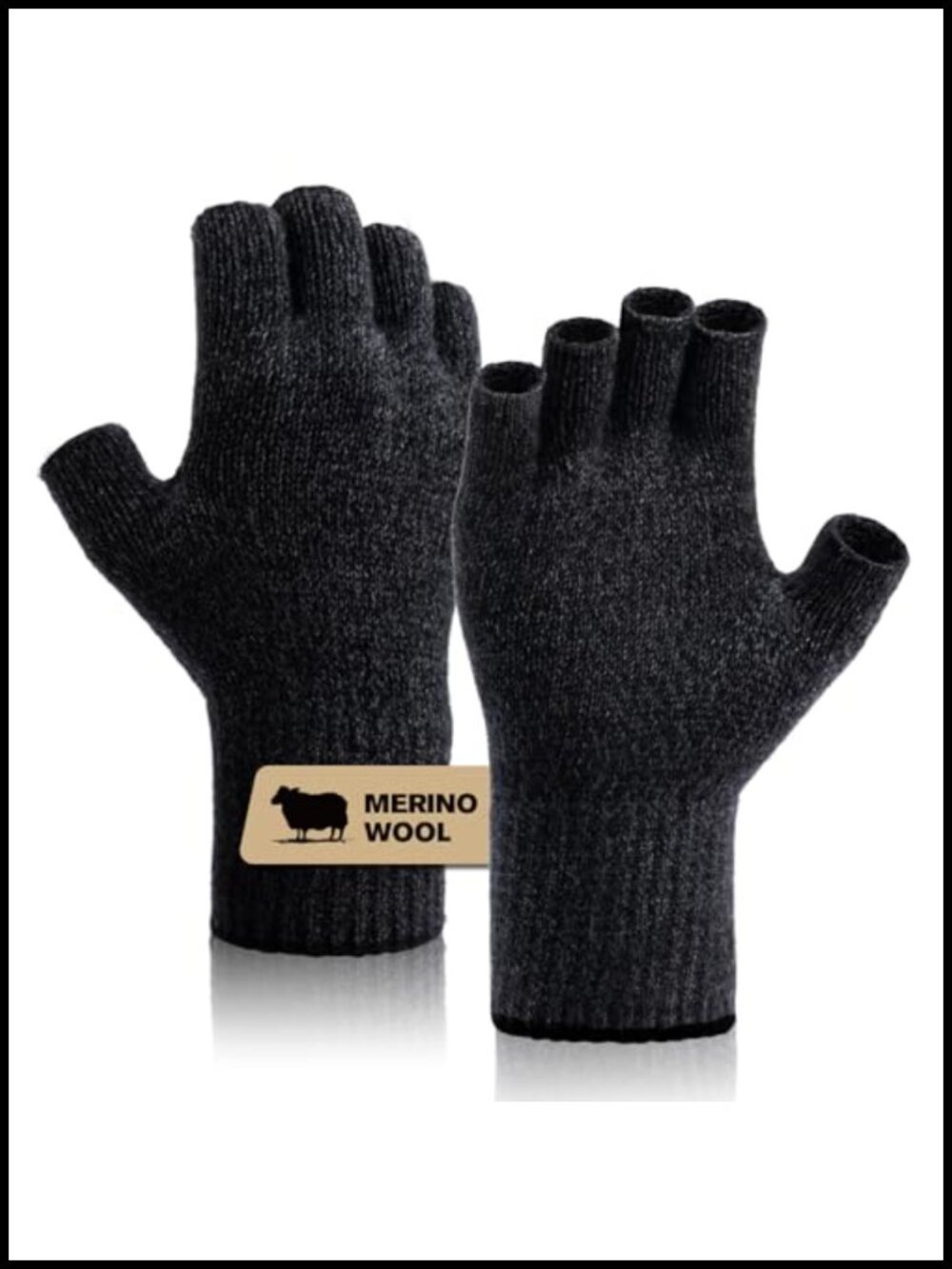 Merino Wool Fingerless Gloves Thermal Knit Liner for Hunting Fishing Hiking
